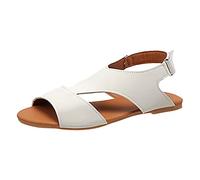 Scarpe Donna Estive Sandalias De Mujer Verano Sandali da donna Fashion Solid Summer New Pattern Comode scarpe casual con gancio a fondo piatto Sandals & Slides Sandali Bassi Gioiello (White 42)