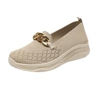Scarpe Donna Fly Woven a Colore Solido con Tacco a Cuneo Slip-On Comode e Casual Perfette per la Stagione Estiva e Le Uscite(Yellow, 38)