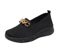 Scarpe Donna Fly Woven a Colore Solido con Tacco a Cuneo Slip-On Comode e Casual Perfette per la Stagione Estiva e Le Uscite(Black, 40)