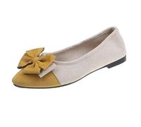 Scarpe Donna Inverno Tacco Donna Scarpe Pale Leggeri Pizzo Bocca Piatto Morbido Piano Arco Singoli,Primavera E Autunno Stile Quotidiano Incontri Scarpe A Pendolo, giallo., 42 EU