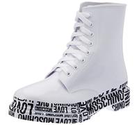 Scarpe donna Moschino anfibio pvc Marta bianco lucido multilogo D23MO17 JA24273 36