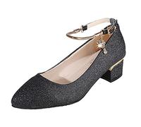 Scarpe Donna Pumps Chunky Rotondo Alla Moda Tacchi Alti Tacchi Da Lavoro Tacchi Sandali Da Donna Elegante Con Tacco Scarpe Da Danza Scarpe Da Sposa Scarpe Da Matrimonio, Nero , 36 EU