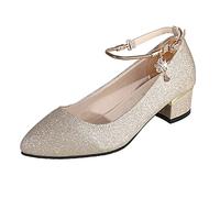 Scarpe Donna Pumps Chunky Rotondo Alla Moda Tacchi Alti Tacchi Da Lavoro Tacchi Sandali Da Donna Elegante Con Tacco Scarpe Da Danza Scarpe Da Sposa Scarpe Da Matrimonio, gold, 36 EU