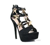 SCARPE DONNA Sandali scamosciati Fasce Stelle Oro Tacchi Alti 13 Cod.730