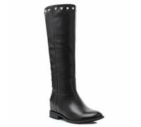 SCARPE donna STIVALI Stivaletti Zeppa Interna 6 Cm Alto Borchie Zip C88