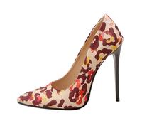 Scarpe Donna Tacchi A Spillo Alti Moda Scarpe da Sera Lucide Sexy Punta Aperta Pumps Classiche Sexy da Sposa per Occasioni Formali E Ufficio Taglie Forti,Patterned Apricot,52 EU