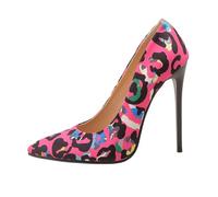 Scarpe Donna Tacchi A Spillo Alti Moda Scarpe da Sera Lucide Sexy Punta Aperta Pumps Classiche Sexy da Sposa per Occasioni Formali E Ufficio Taglie Forti,Patterned Pink,50 EU