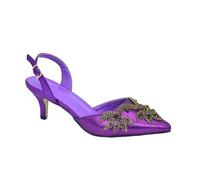 Scarpe e borsa da donna con tacco in cristallo, eleganti scarpe con tacco e borsa, set Italia, Un paio di scarpe viola, 43 EU
