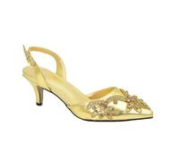 Scarpe e borsa da donna con tacco in cristallo, eleganti scarpe con tacco e borsa, set Italia, Un paio di scarpe Oro, 42 EU