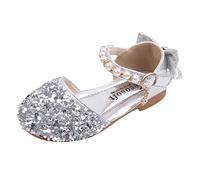 Scarpe Eleganti Bambina Per Cerimonia Festa Sandali Per Ragazze Scarpe Glitter Tacchi Bimba Eleganti Cerimonia Principessa Regalo Bambina Scarpe Tacco Bambina Glitterate (Silver, 24 Toddler)