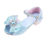 Scarpe Eleganti Cerimonia Scarpe Bambina Principessa Scarpe col Tacco per Bambine Ragazze Festa Mary Jane Bambina Sandali Bimba Scarpe con Fiocco Scarpe in Cristallo (Blue, 30 Little Child)