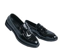 Scarpe Eleganti con Nappa di Lusso Scarpe Classiche da Uomo, Scarpe Eleganti da Lavoro Casual Slip-on Scarpe da Uomo in Pelle da Sposa con Fondo Alto(Black,39 EU)
