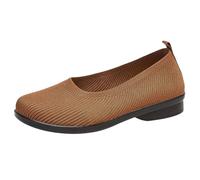 Scarpe eleganti da donna lavorate a maglia traspirante in rete con punta rotonda comoda ed elegante scarpa da balletto casual morbide scarpe da lavoro con supporto per arco plantare mocassini, Caff