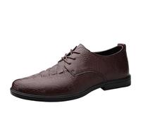 Scarpe Eleganti da Uomo alla in Pelle Sintetica con Lacci, Punta a di Rondine, Antiscivolo, Classiche(Brown,45.5 EU)