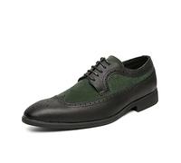 Scarpe Eleganti da Uomo Allacciate Bicolore con Punta Ad Ala Scarpe Derby Marrone E Verde Tacco Alto in Ecopelle Suola in Gomma Parte Bassa Antiscivolo Antiscivolo Business (Color : Nero, Size : 43