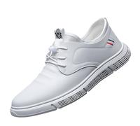 Scarpe eleganti da uomo, basse, senza lacci, in ecopelle, comode, leggere, da camminare, derby, alla moda, casual, tinta unita, per guida e lavoro, bianco, 40 2/3 EU