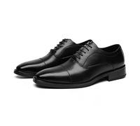 Scarpe Eleganti da Uomo con Lacci, Punta Tonda, in Pelle, con Punta a Cappuccio, Scarpe Oxford Antiscivolo, Tacco Basso e Blocco, da Ballo(Nero,38 EU)