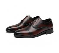 Scarpe Eleganti da Uomo con Lacci, Punta Tonda, in Pelle, con Punta a Cappuccio, Scarpe Oxford Antiscivolo, Tacco Basso e Blocco, da Ballo(Marrone,39 EU)