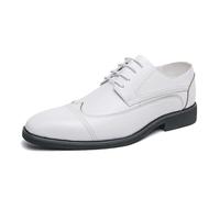 Scarpe Eleganti da Uomo, con Lacci, Punta Tonda, in Similpelle, Punta a Coda di Rondine, Scarpe Derby Antiscivolo, Tacco a Blocco, Antiscivolo, Basse, Classiche(Bianca,44.5 EU)