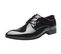 Scarpe Eleganti da Uomo con Punta a Punta, Stringate, in Pelle Verniciata Lucida, Casual, Stile Britannico Coreano, alla, for Barbiere, Parrucchiere, Formali, comode, Slip-on Mocassini(Black,41 EU)