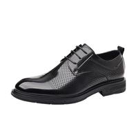 Scarpe Eleganti da Uomo in Maglia Traforata Oxford Traspirante in Pelle Italiana con Lacci e Punta a Punta, Design Antiscivolo, Resistenti all'Usura, Uniformi(Black,38 EU)