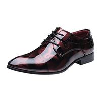 Scarpe eleganti da uomo in pelle con lacci, per ufficio, lavoro, scarpe eleganti con stampa in vernice alla moda e versatili, scarpe Oxfords per guida e passeggiate in affari, feste e matrimoni, Rosso
