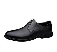 Scarpe Eleganti da Uomo in Pelle Italiana, da Ballo, con Punta Tonda e Lacci, da Lavoro, Antiscivolo, Resistenti all'Usura(Black,38 EU)