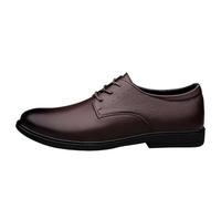 Scarpe Eleganti da Uomo in Pelle Italiana, da Ballo, con Punta Tonda e Lacci, da Lavoro, Antiscivolo, Resistenti all'Usura(Brown,38 EU)