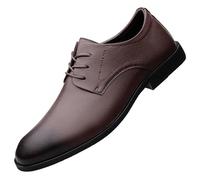 Scarpe eleganti da uomo in pelle, moderne, con suola antiscivolo, for lavoro e attività commerciali, con lacci, comode, casual, professionali, antiscivolo(Brown,42 EU)