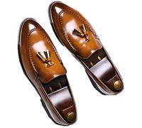 Scarpe Eleganti da Uomo Mocassini Piatti Traspiranti con Nappine retrò Mocassini Casual a Punta Infradito su Mocassini in Pelle