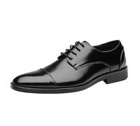 Scarpe Eleganti da Uomo Oxford con Punta a Punta in Vera Pelle, Classiche, Formali, da Matrimonio, da Lavoro, for Balli di fine Anno, Ufficio e Sera(Black,42 EU)