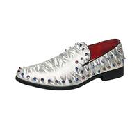 Scarpe Eleganti da Uomo, Slip-on, Punta affilata, in Pelle PU, con Borchie Decorative, Due Toni, Tacco a Blocco, Antiscivolo, Basse, for Esterni.(38 EU)