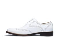 Scarpe Eleganti Formali Business da Uomo Oxfords in Pelle Confortevoli Casual Brogues Basse Stringate da Vestito,Bianco,45