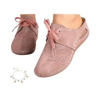 Scarpe Estive Comode Da Donna, Ciabatte Aperte Da Infilare Con Dettaglio Con Lacci E Design Traforato, Pantofole Leggere Per Casa Giardino Vacanze Uso Quotidiano Con Cavigliera,Rosa,36 EU