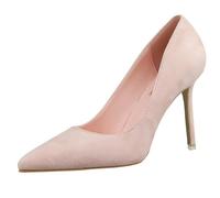 Scarpe estive con tacco alto da donna, con punta a punta, eleganti e comode, chiuse, per feste, da sera, con piedi larghi, Colore: rosa., 40 EU