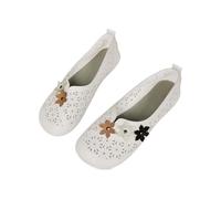Scarpe estive da donna, comode ballerine piatte per donna, rotonde, comode, Mary Jane, traspiranti, da balletto, leggere, larghe, H, bianco, 37 EU