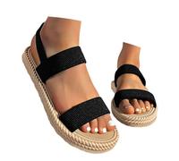Scarpe estive da donna comode estive sandali comodi sandali da trekking piatti elastici sandali aperti morbidi neri 37
