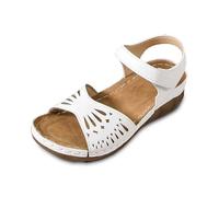 Scarpe estive da donna comode sandali da donna per uso quotidiano, punta aperta con aperture e chiusura in , perfette per la primavera e l'estate, scarpe resistenti con zeppa, bianco, 38 EU