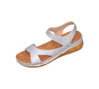 Scarpe estive da donna comode sandali sandali da donna nuovi sandali con zeppa con suola spessa per donna di grandi dimensioni, un cinturino singolo, una museruola di pesce e adesivi per la spiaggia