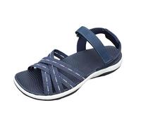 Scarpe estive da donna con suole morbide, cinghie regolabili e libertà per le dita, con plantare morbido, sandali da acqua lavabili per esterni, sandali casual con plateau lavorato a maglia, Blu, 40.5