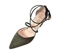 Scarpe estive da donna con tacco elegante, scarpe estive da donna, comode, in pizzo, leggere, per il tempo libero, alla moda, con plateau, verde militare, 39
