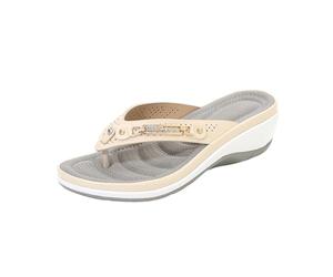 Scarpe estive da donna con tacco, infradito da donna, eleganti, ortopediche, con suola morbida, casual, sandali da spiaggia, beige., 38 EU