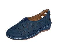 Scarpe estive da donna eleganti, sandali da donna piatti, piatti, antiscivolo, belli, alla moda, con punta aperta, traspiranti, scarpe da trekking, leggere, Blu, 42 EU