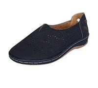 Scarpe estive da donna eleganti, sandali da donna piatti, piatti, antiscivolo, belli, alla moda, con punta aperta, traspiranti, scarpe da trekking, leggere, Nero , 42 EU
