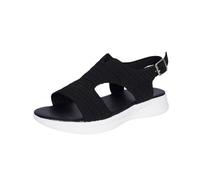 Scarpe estive da donna traspiranti chic comode a punta aperta moda boemia casual scarpe eleganti antiscivolo leggere in lino intrecciato di grandi dimensioni nude sandali, Nero , 37 EU
