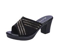 Scarpe estive da donna Wear Line Two Sandali Diamond Women 's Summer One Flat Large Bottom Pantofole da donna antiscivolo, Nero , 38 EU