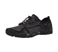 Scarpe estive da trekking da uomo piatte, scarpe da corsa da uomo, colore nero, impermeabili, traspiranti, leggere, antiscivolo, per il tempo libero, comode scarpe sportive, grigio., 38 EU