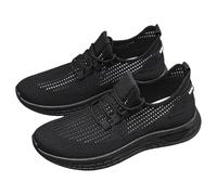 Scarpe estive da uomo in rete, scarpe sportive slip-on, leggere, da ginnastica, ortopediche, traspiranti, in tinta unita, classiche, per allenamento, Nero , 43 EU