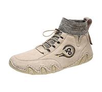Scarpe estive da uomo sportive - Sneaker con lacci, scarpe da ginnastica ortopediche High-Top, scarpe da jogging, antiscivolo, leggere, comode da camminare, per il fitness, beige., 42 EU