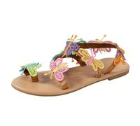 Scarpe Estive Donna Sandali piatti da donna con fiocco in pizzo, suola morbida, comodi e traspiranti, perfetti per il tempo libero. (Multicolour, 40)